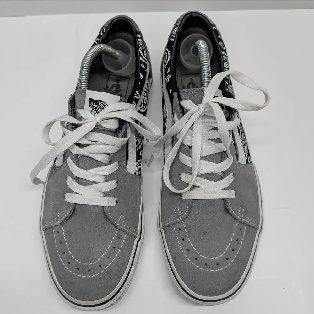 Women's Vans Sk8-Low Paisely Grey Suede Lace Up Skate Shoes Size 11